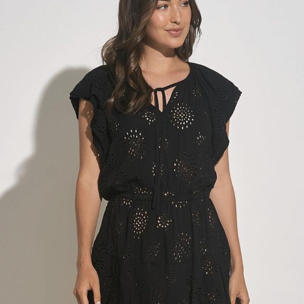 Vestido Elan corto eyelet negro - Imagen 2