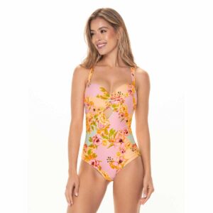 Calzoneta Garotas Luziana rosado flores naranja copa