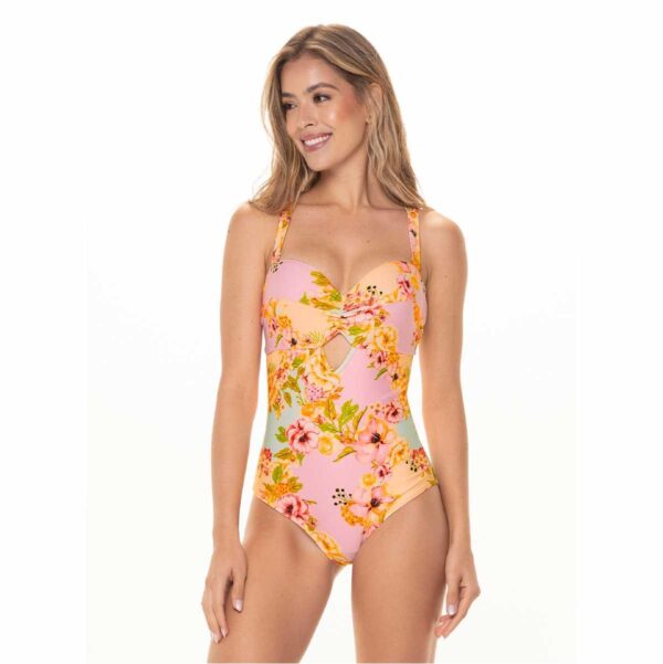 Calzoneta Garotas Luziana rosado flores naranja copa