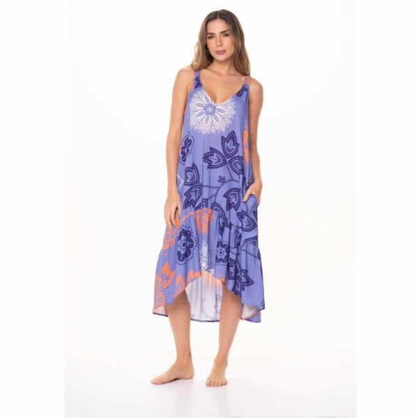 Vestido Garotas corto Mandala lila flores moradas bolero