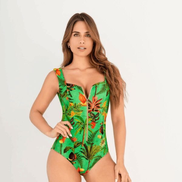 Calzoneta Garotas zon zipper Cacao verde tropical