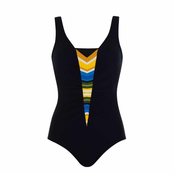 Calzoneta Sunflair 72046 escote lineas azules verdes y amarillas