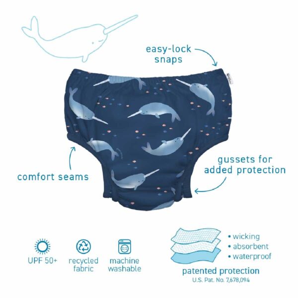 Pañal de agua Green Sprouts Eco Snap narval azul - Imagen 3
