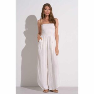Jumper Elan strapless smock top blanco