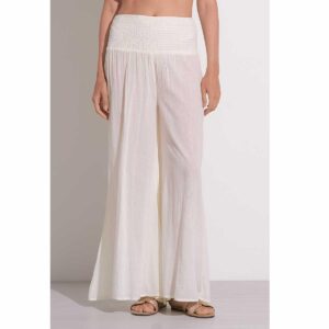 Pantalon Elan algodón con elastico pallazzo blanco