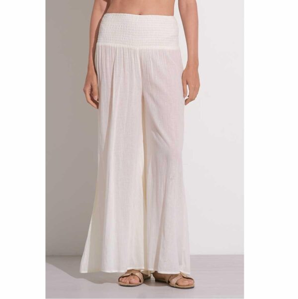 Pantalon Elan algodón con elastico pallazzo blanco