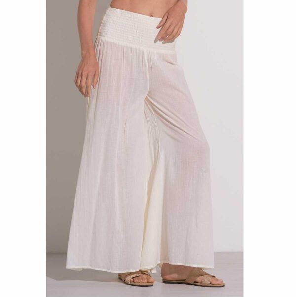 Pantalon Elan algodón con elastico pallazzo blanco - Imagen 2