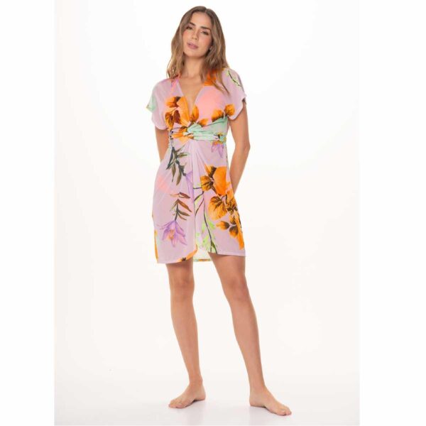 Salida Garotas Syringa corta mesh morado flores naranja