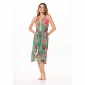Salida Garotas Amazonico corta mesh verde con fucsia