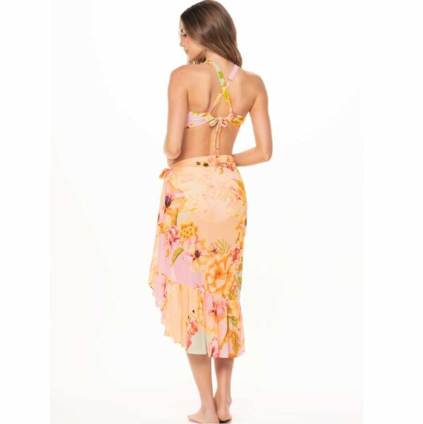 Pareo Garotas largo Luziana mesh rosado flores naranjas - Imagen 4