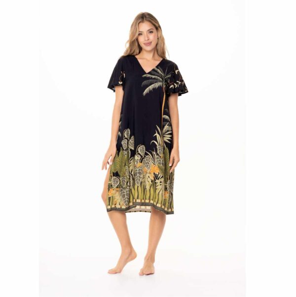 Vestido Garotas corto Selva negro con palmera