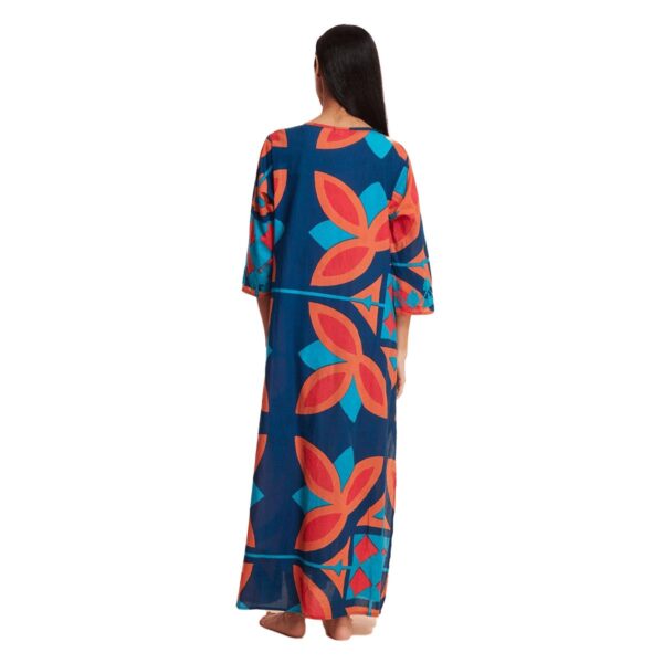 Vestido Moda Posa largo Elina azul con naranja - Imagen 2