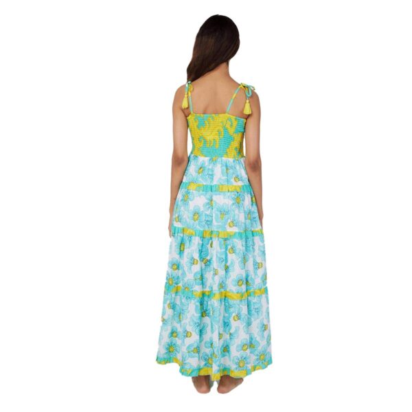 Vestido Moda Posa largo Dianora print flores celestes - Imagen 2
