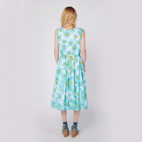 Vestido Moda Posa largo Karysa print flores celestes - Imagen 2