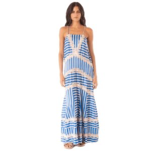 Vestido Maaji largo SP25 Azure Stripes Rosalia