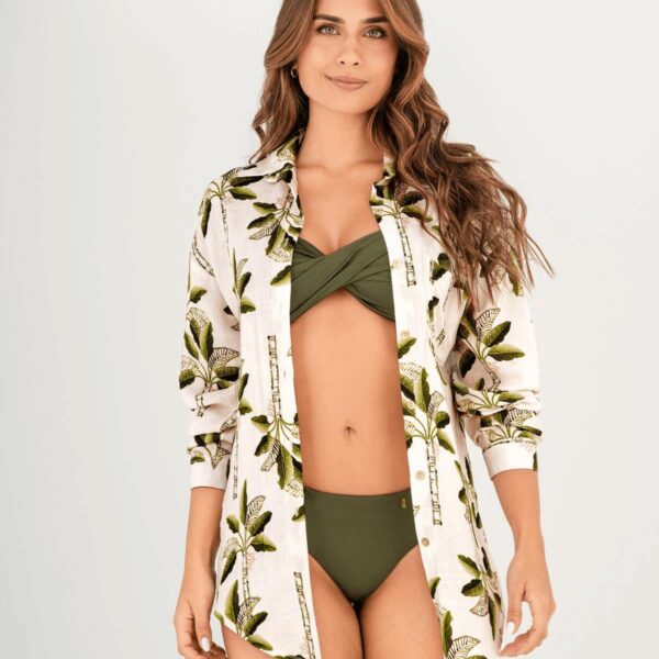 Camisa Garotas larga Bribana crudo con palmeras