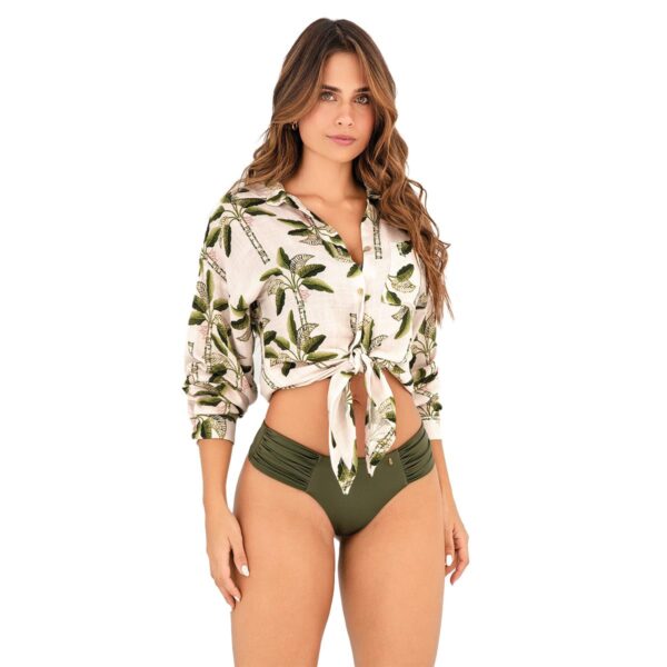 Camisa Garotas larga Bribana crudo con palmeras - Imagen 3