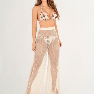Pantalon Garotas malla blanca con dorado luxury