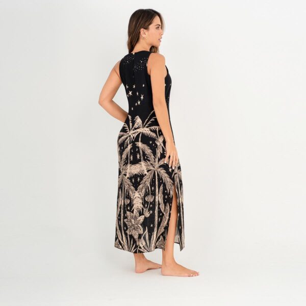 Vestido Garotas largo Místico negro con palmeras - Imagen 2