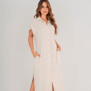 Vestido Garotas largo con botones tipo lino Semilla