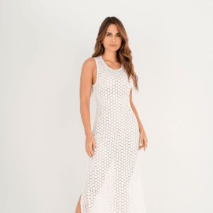 Vestido Garotas largo ojalillo blanco
