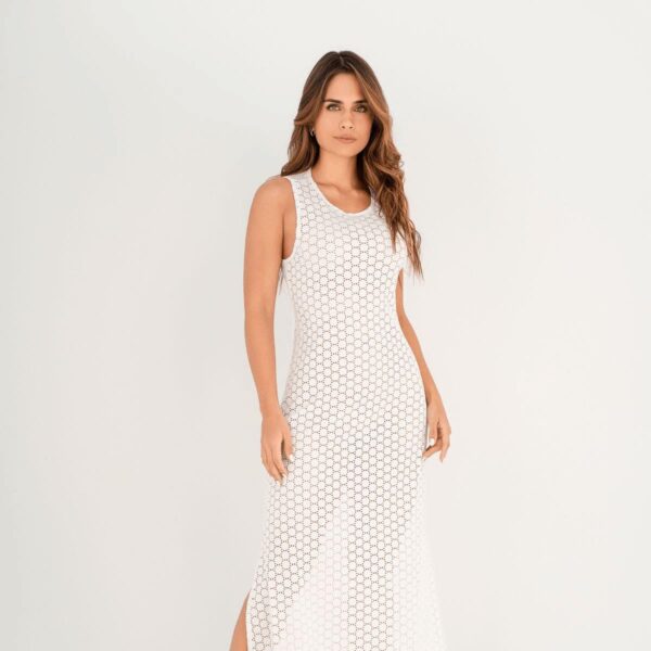 Vestido Garotas largo ojalillo blanco