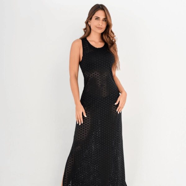 Vestido Garotas largo ojalillo negro
