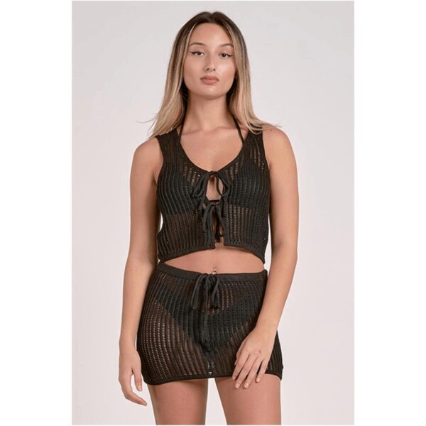 Crop top Sensea calado negro