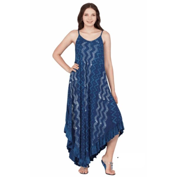Vestido India Boutique largo azul marino rayas chevron mujer