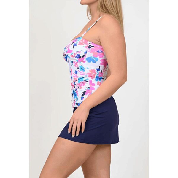 Tankini Leilani SS 2 pz blanco florecitas con falda mujer - Imagen 2