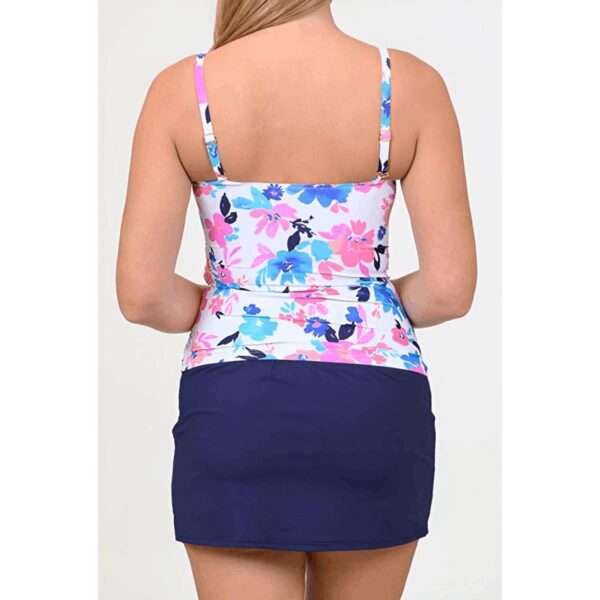 Tankini Leilani SS 2 pz blanco florecitas con falda mujer - Imagen 3