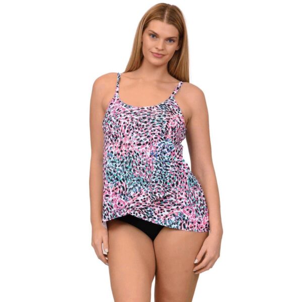 Tankini Leilani SS 2 pz fly away blanco colores cheetah mujer
