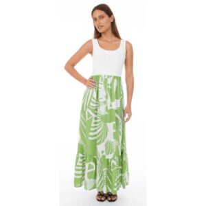 Vestido Exist largo blanco con patron verde mujer