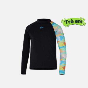 Rashguard Speedo M/L niño negro/celeste/naranja