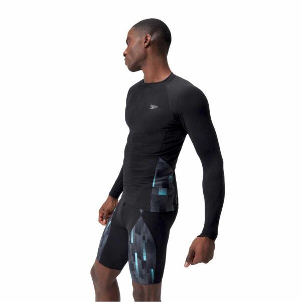 Rashguard Speedo M/L Endurance+MAX hombre negro/cuadros grises - Imagen 5