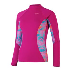Rashguard Speedo M/L EcoEndurance+ mujer magenta/hojas aqua