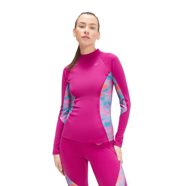 Rashguard Speedo M/L EcoEndurance+ mujer magenta/hojas aqua - Imagen 3