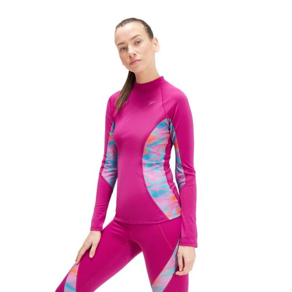 Rashguard Speedo M/L EcoEndurance+ mujer magenta/hojas aqua - Imagen 4