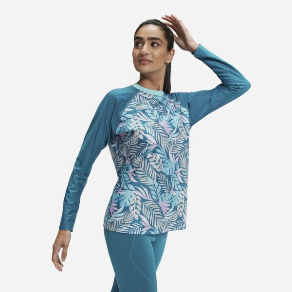 Rashguard Speedo M/L mujer hojas tropicales turquesa - Imagen 4