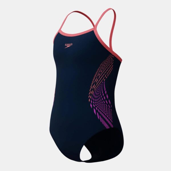 Calzoneta Speedo Plastisol Placement Thinstrap Muscleback niña negro/coral
