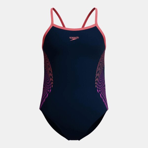 Calzoneta Speedo Plastisol Placement Thinstrap Muscleback niña negro/coral - Imagen 2