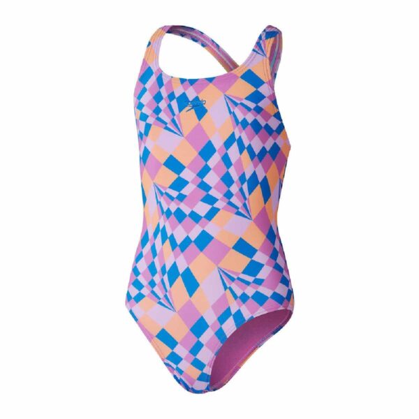Calzoneta Speedo Allover Printed Medalist niña cuadros rosados