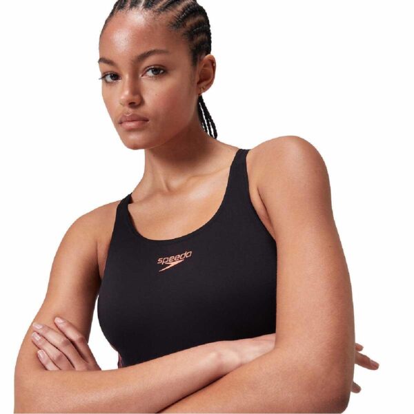 Calzoneta Speedo Endurance+ Placement Muscleback mujer negro/naranja - Imagen 5
