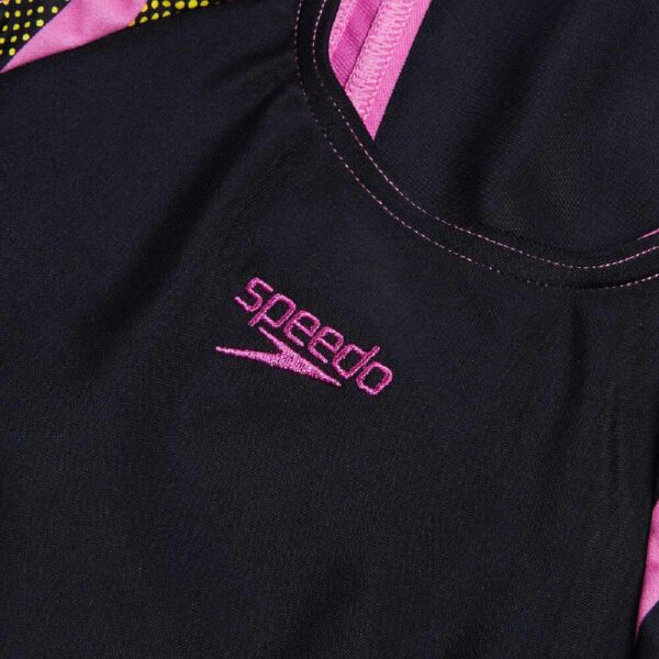 Calzoneta Speedo Panel Legsuit Digital niña negro/amarillo/rosado - Imagen 4