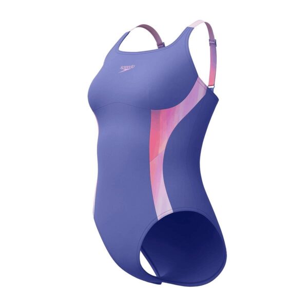 Calzoneta Speedo Shaping Printed Splice mujer azul/linea rosada