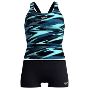 Tankini Speedo Endurance+ HyperBoom 2pzas mujer negro/menta