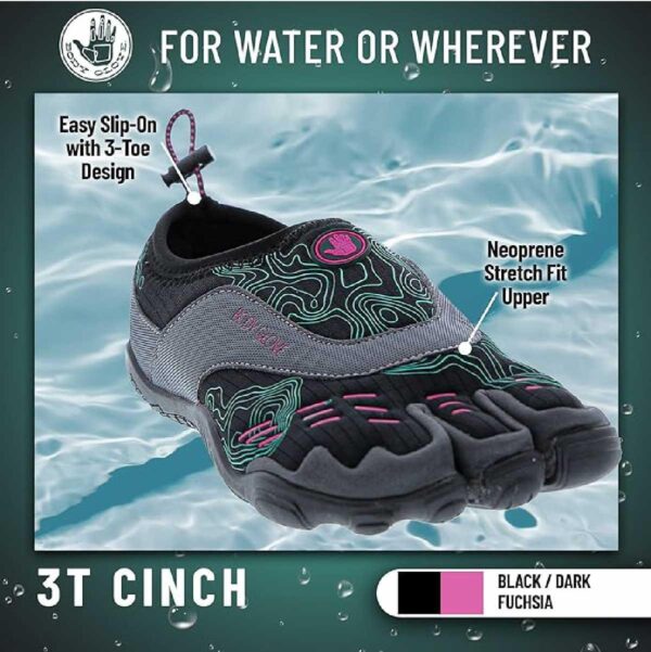 Zapato de agua Body Glove Cinch mujer negro/aqua/fucsia - Imagen 3