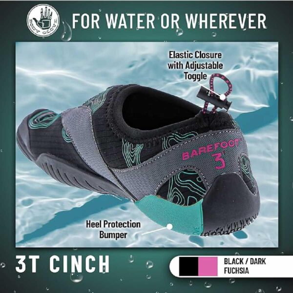 Zapato de agua Body Glove Cinch mujer negro/aqua/fucsia - Imagen 4
