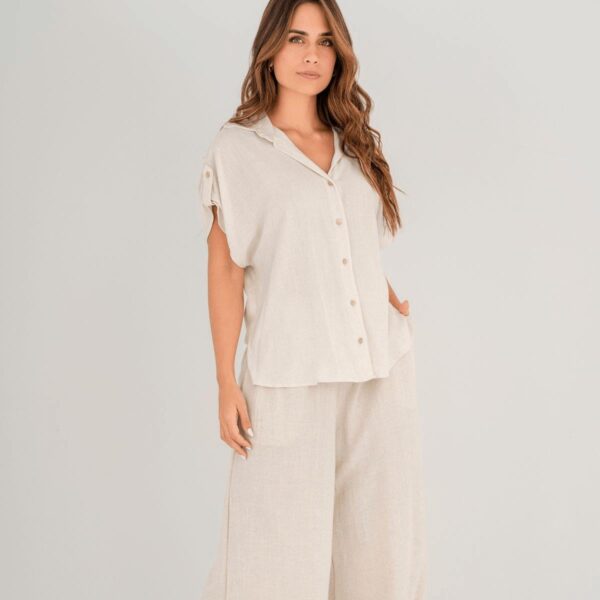 Camisa Garotas corta tipo lino Semilla
