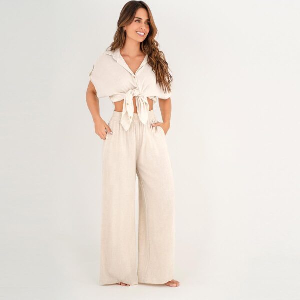 Camisa Garotas corta tipo lino Semilla - Imagen 3